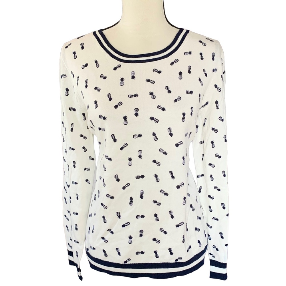 J. Crew Factory Pineapple Fine Knit Cotton Crewneck Sweater Style L3524 Size L